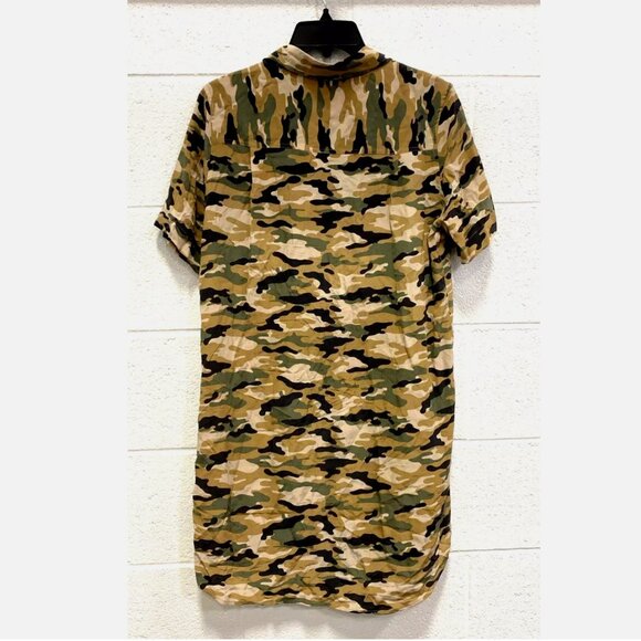 Equipment Femme 100% Silk Shirt Dress Remy Utility Pockets Camo Camouflage Small - Picture 9 of 11